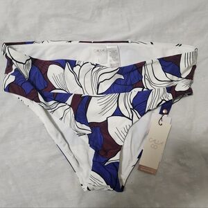 Calia Womens Wide Banded Mid Rise Bikini Bottoms - Large NWT